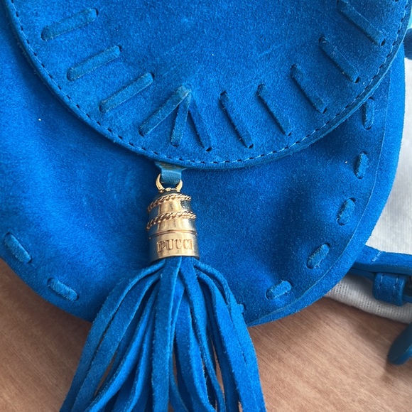 Authentic Emilio Pucci royal blue suede fringe mini bag - Picture 2 of 6